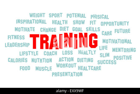 TRAINING word cloud, fitness Stock Photo