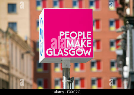 People Make Glasgow sign in the city centre, Scotland, UK Stock Photo
