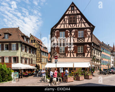 In the Old Town district in Colmar, Alsace, France, Europe Stock Photo