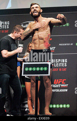 Glasgow, Scotland, UK. 17th July, 2015. Paul Redmond (Dublin, Ireland) comes in at 145 lbs during the weigh in prior to UFC Fight Night 72: Bisping vs Leites at The SSE Hydro on Friday the 17 of July 2015. The SSE Hydro Arena. Credit:  Dan Cooke/Alamy Live News Stock Photo