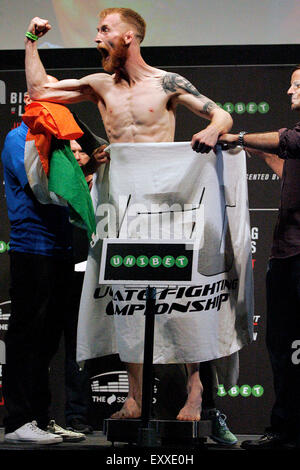 Glasgow, Scotland, UK. 17th July, 2015. Paddy Holohan (Tallaght, Dublin, Ireland) comes in at 126 lbs during the weigh in prior to UFC Fight Night 72: Bisping vs Leites at The SSE Hydro on Friday the 17 of July 2015. The SSE Hydro Arena. Credit:  Dan Cooke/Alamy Live News Stock Photo