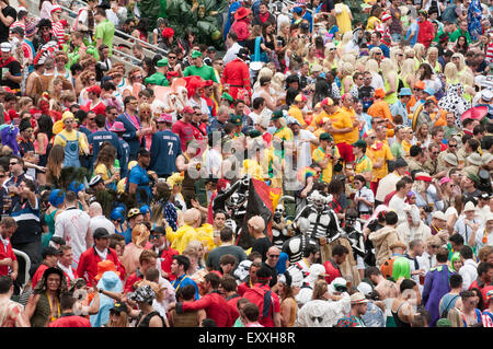 Infamous South Stand during Hong Kong Sevens rugby tournament at Hong Kong Stadium Stock Photo