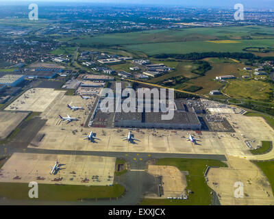 Dusseldorf, Germany, Aerial View, International Airport, from Airplane Stock Photo