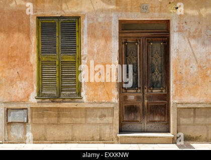 Rustic Spanish House Front In Ciutadella, Menorca, Balearic Islands. Stock Photo