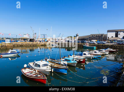 Boats in the harbour at Custom House Quay, Falmouth, Cornwall, England, UK Stock Photo