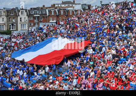 Queens Club, London, UK. 17th July, 2015. Davis Cup quarter-final. England versus France. The massed supporters Credit:  Action Plus Sports/Alamy Live News Stock Photo