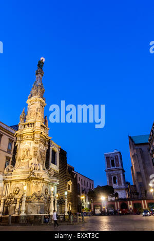 The obelisk of the Immaculate in Naples in Italy Stock Photo