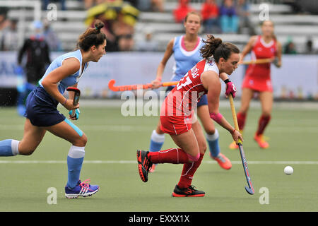 Toronto, Ontario, Canada. 17th July, 2015. July 17, 2015 - Toronto, Canada - Uruguay faces off against Chile in a field hockey match at the Toronto Pan American Games. Credit:  James Macdonald/ZUMA Wire/Alamy Live News Stock Photo