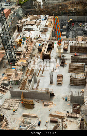 Construction site viewed from the ninth floor of the neighboring Hollis Hotel in Halifax, Nova Scotia, Canada Stock Photo
