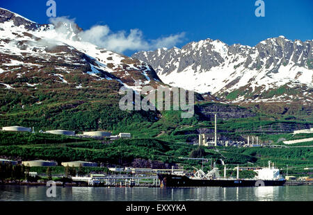 Transalaska Pipeline Terminal,Valdez,Alaska Stock Photo