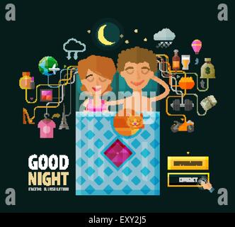 Good Night vector logo design template. Dream, vision or sleep icons Stock Vector