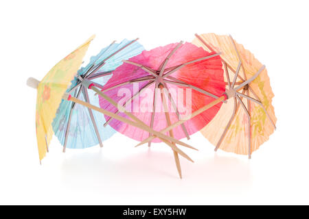 umbrellas for cocktails isolated on white background. Stock Photo