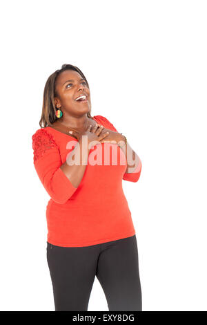 Beautiful black woman doing different expressions in different sets of clothes Stock Photo