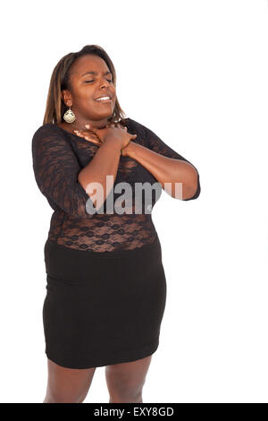 Beautiful black woman doing different expressions in different sets of clothes Stock Photo