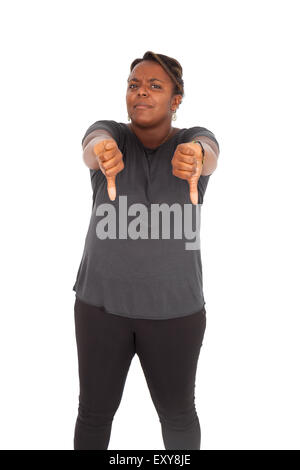 Beautiful black woman doing different expressions in different sets of clothes Stock Photo