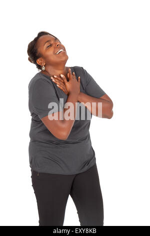 Beautiful black woman doing different expressions in different sets of clothes Stock Photo