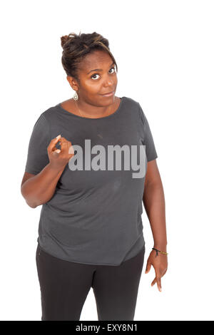 Beautiful black woman doing different expressions in different sets of clothes Stock Photo