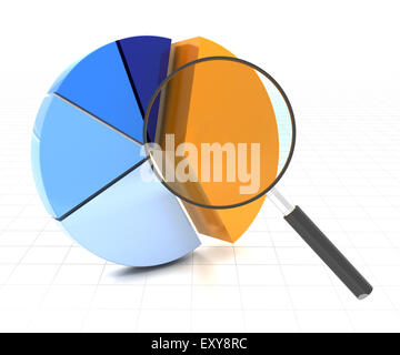 Pie chart with magnifying glass Stock Photo - Alamy
