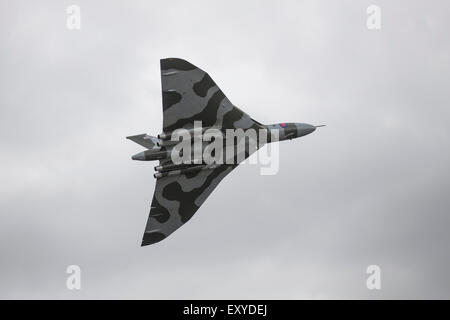 Preserved RAF Avro Vulcan cold war V-bomber flying at the 2015 Yeovilton Airshow Stock Photo