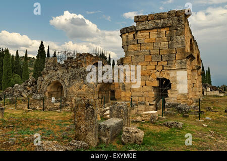 Remains of  the Basilica Bath house at the Roman settlement of Hierapolis above Pamukkale near Denizli, Turkey. Stock Photo