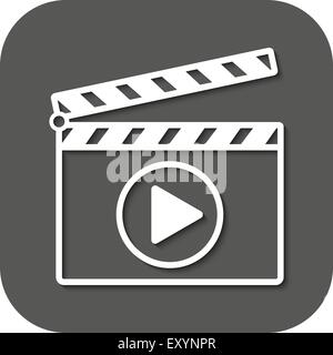 The clapper board icon. Play symbol. Flat Stock Vector