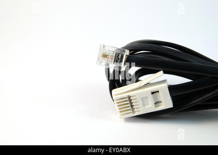 Close-up Network Cable on White Background Stock Photo