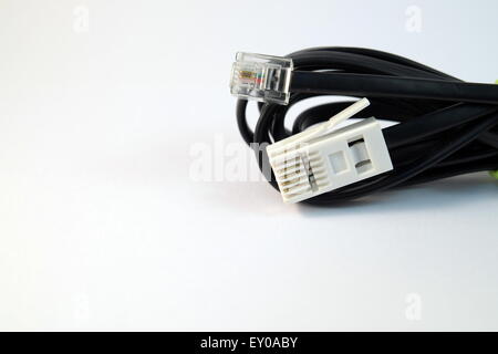 Close-up Network Cable on White Background Stock Photo
