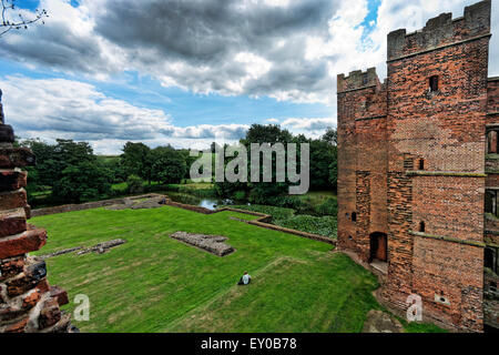 Kirby Muxloe Castle is an unfinished moated 15th century fortified manor house in Kirby Muxloe, Leicestershire, England Stock Photo