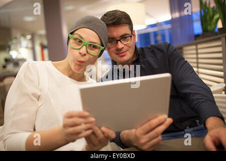 Man and woman wriggle while making selfie Stock Photo