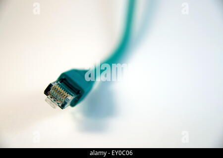 Close-up Network Cable on White Background Stock Photo
