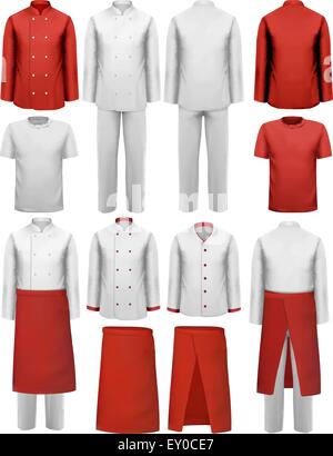 Set of cook clothing - aprons, uniforms. Vector. Stock Vector