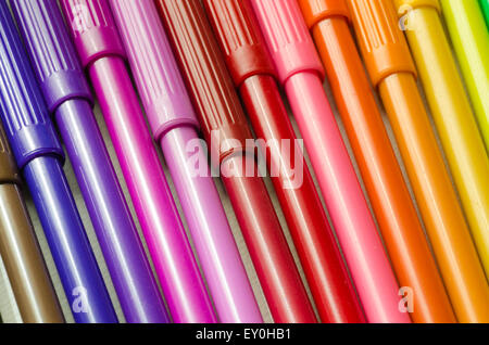 closeup to multicolored sketch pens Stock Photo