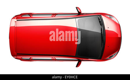 Compact red car - top view Stock Photo