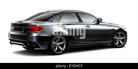 Black sedan car - rear view Stock Photo