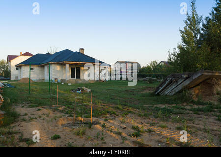 view of the brick house under construction open-air Stock Photo