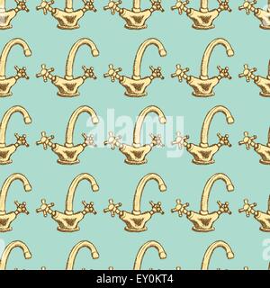 Sketch tap in vintage style, vector seamless pattern Stock Vector