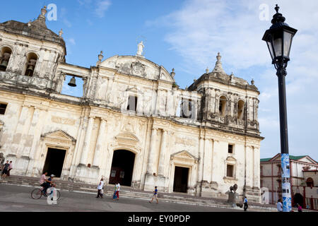 Main facade of the Cathedral of León, Nicaragua Stock Photo
