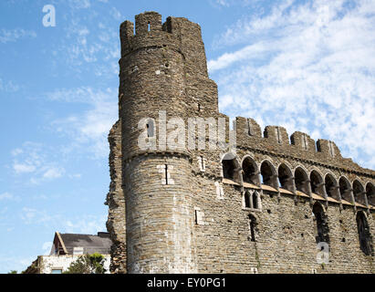 Castle tower and walls, Swansea, West Glamorgan, South Wales, UK Stock Photo