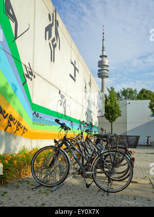 Olympiapark building Munich now converted to student accommodation Stock Photo