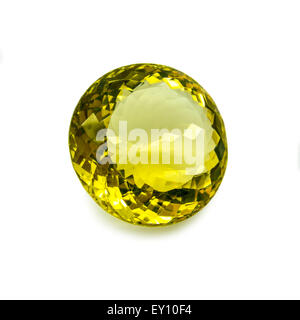 Round shape yellow gem on a white background. Stock Photo