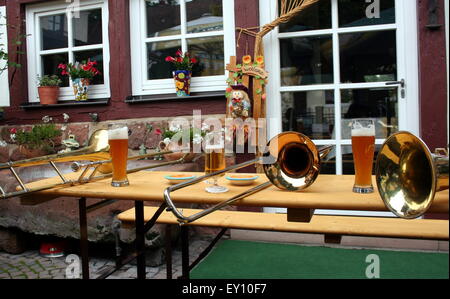 German beer and brass instruments, Otterbach, Germany. Stock Photo