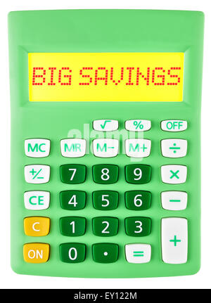 Calculator with BIG SAVINGS on display Stock Photo