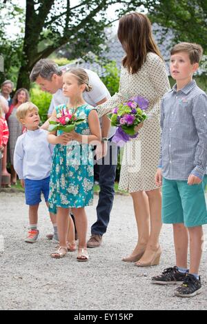 Crown Prince Frederik, Crown Princess Mary, Prince Christian, Princess Isabella, Prince Vincent and Princess Josephine attend a horse parade at Grasten Slot, Denmark, 19 July 2015. Photo: Patrick van Katwijk / NETHERLANDS OUT POINT DE VUE OUT -NO WIRE SERVICE- Stock Photo