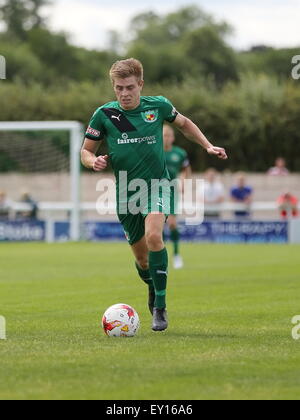 Nantwich, UK. 19th July, 2015. Nantwich Town's Lewis Short during the pre-season friendly match at The Weaver Stadium, Nantwich as Nantwich Town entertained Crewe Alexandra. Credit:  SJN/Alamy Live News Stock Photo