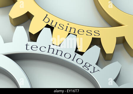 Business and Technology  concept on metallic gearwheel Stock Photo