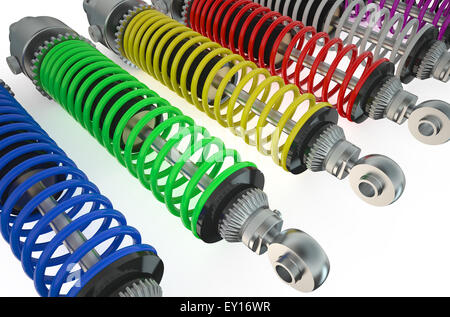 set of shock absorbers  isolated on white background Stock Photo