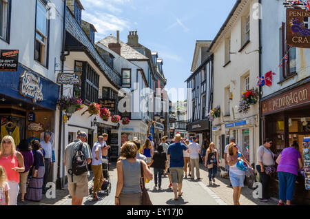 Shops on Fore Street in the town centre, East Looe, Cornwall, England, UK Stock Photo