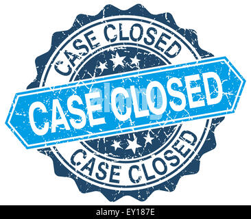 case closed blue round grunge stamp on white Stock Photo