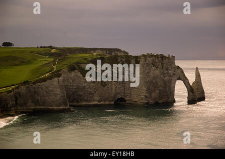 Natural arch in the cliffs of Etretat Stock Photo