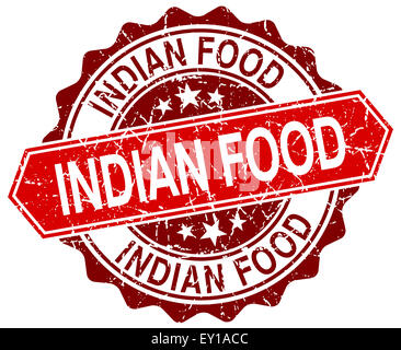 indian food red grungy stamp on white background Stock Photo - Alamy